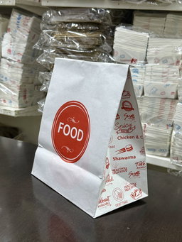 DELIVERY TAKEOUT BAGS - GENERIC DESIGN / “FOOD TO GO” WHITE & RED - 2 SIZES 