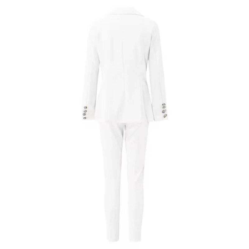 C8025 Wholesale Customized Office Long Sleeve Blazers Ladies Women Blazers Formal Two Piece Pants Set Women_4