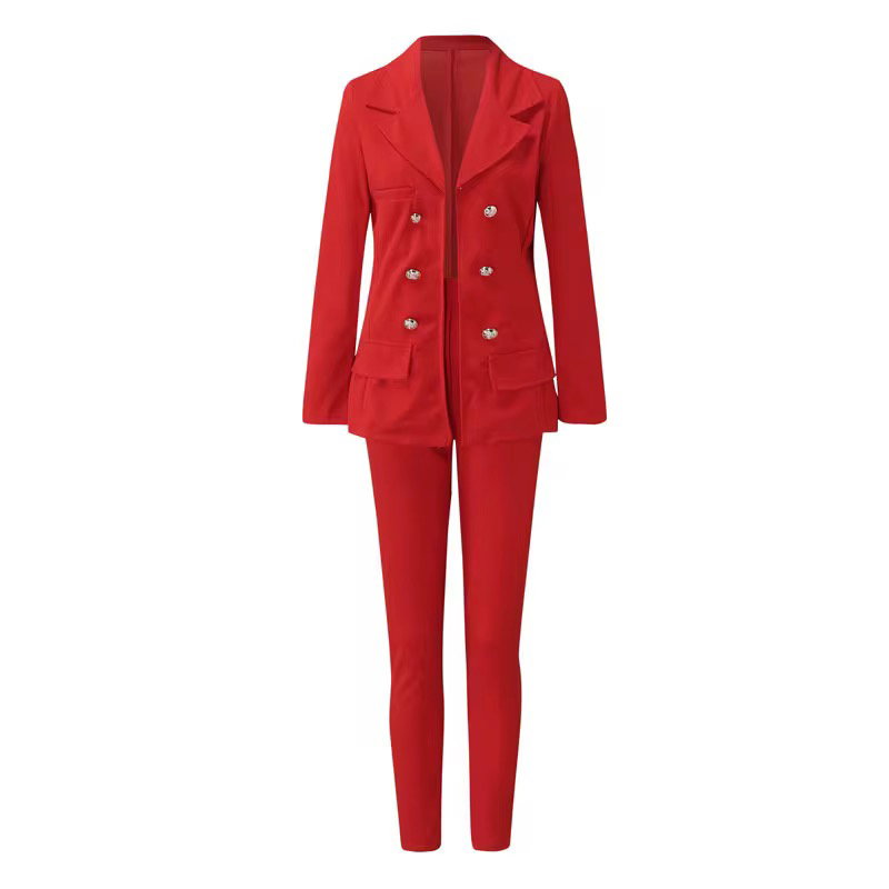 C8025 Wholesale Customized Office Long Sleeve Blazers Ladies Women Blazers Formal Two Piece Pants Set Women_1