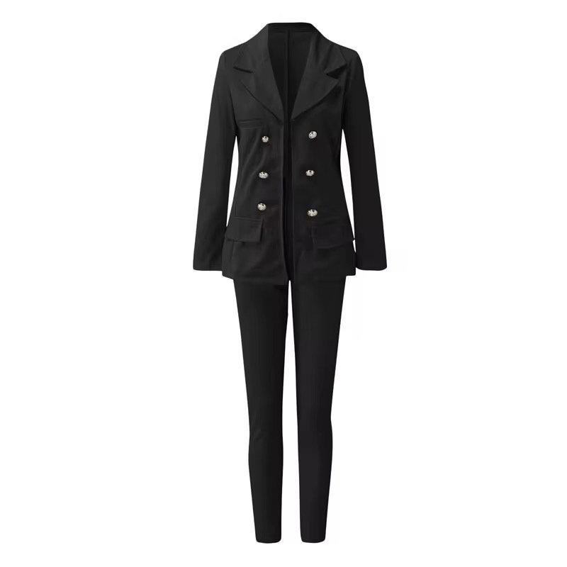 C8025 Wholesale Customized Office Long Sleeve Blazers Ladies Women Blazers Formal Two Piece Pants Set Women_2