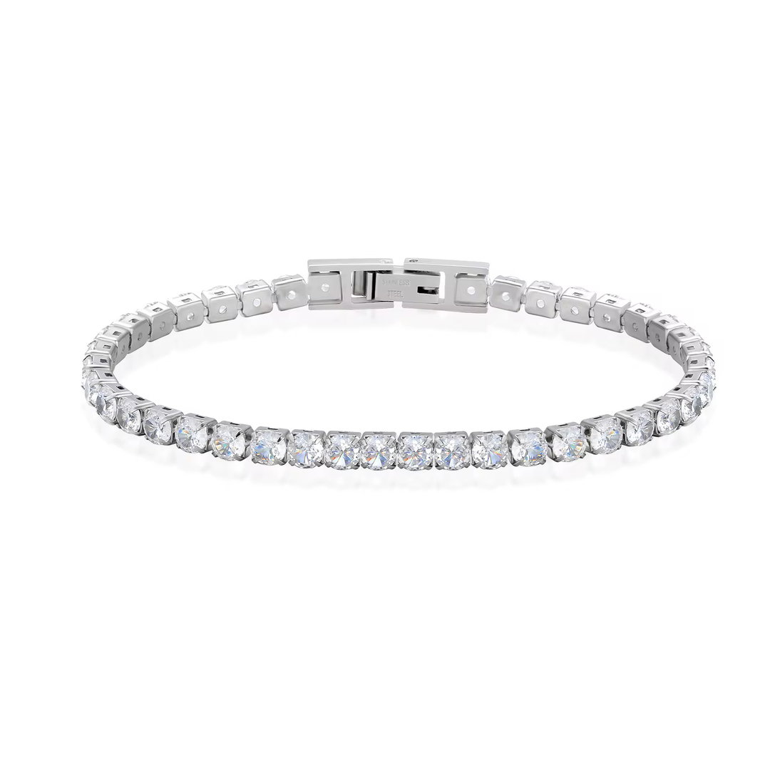 Iced Out Stainless Steel Diamond Bracelet Fashion Luxury Jewelry 3mm 2mm Women Men Classic 5A CZ → Cubic Zirconia Tennis Bracelet