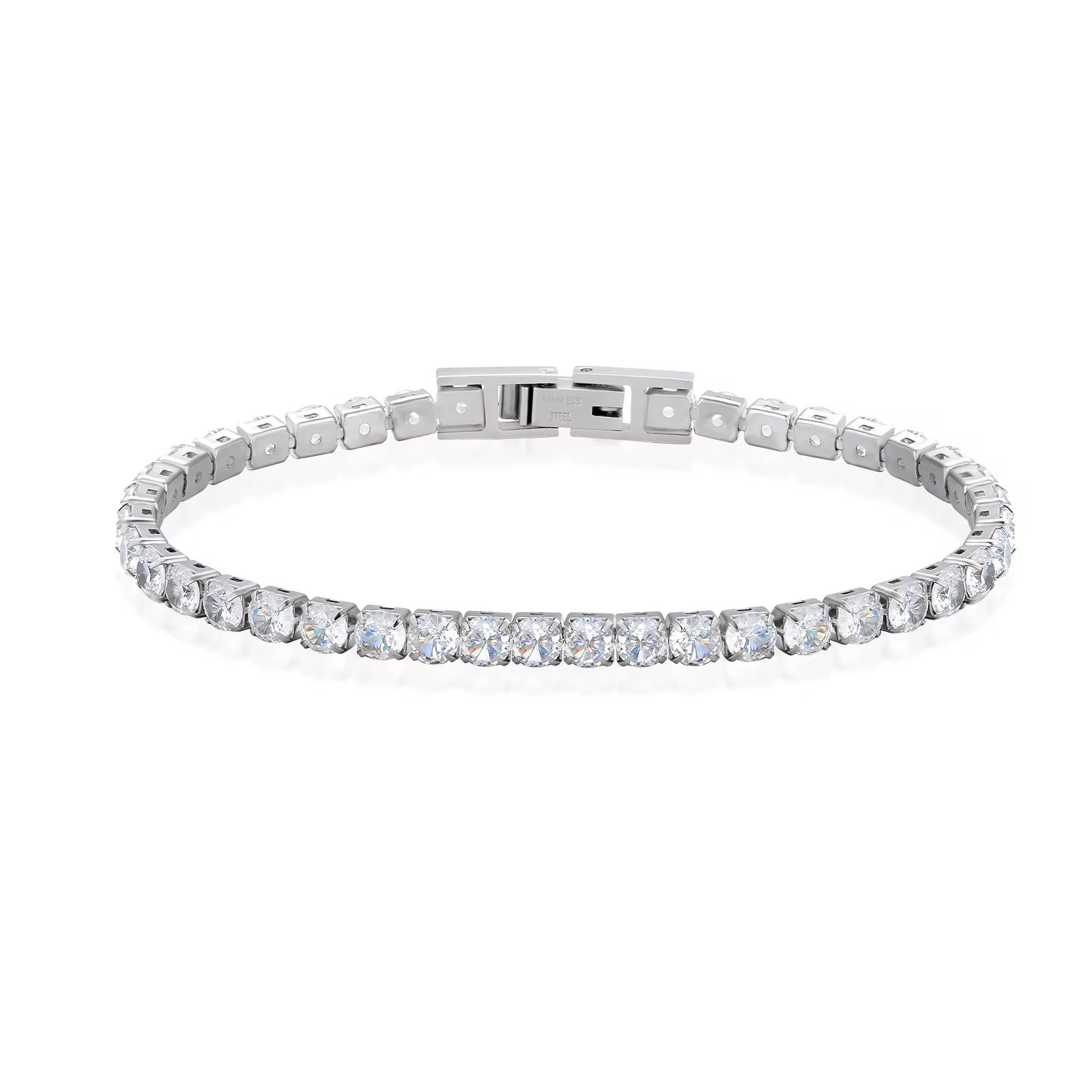 Iced Out Stainless Steel Diamond Bracelet Fashion Luxury Jewelry 3mm 2mm Women Men Classic 5A CZ → Cubic Zirconia Tennis Bracelet_0
