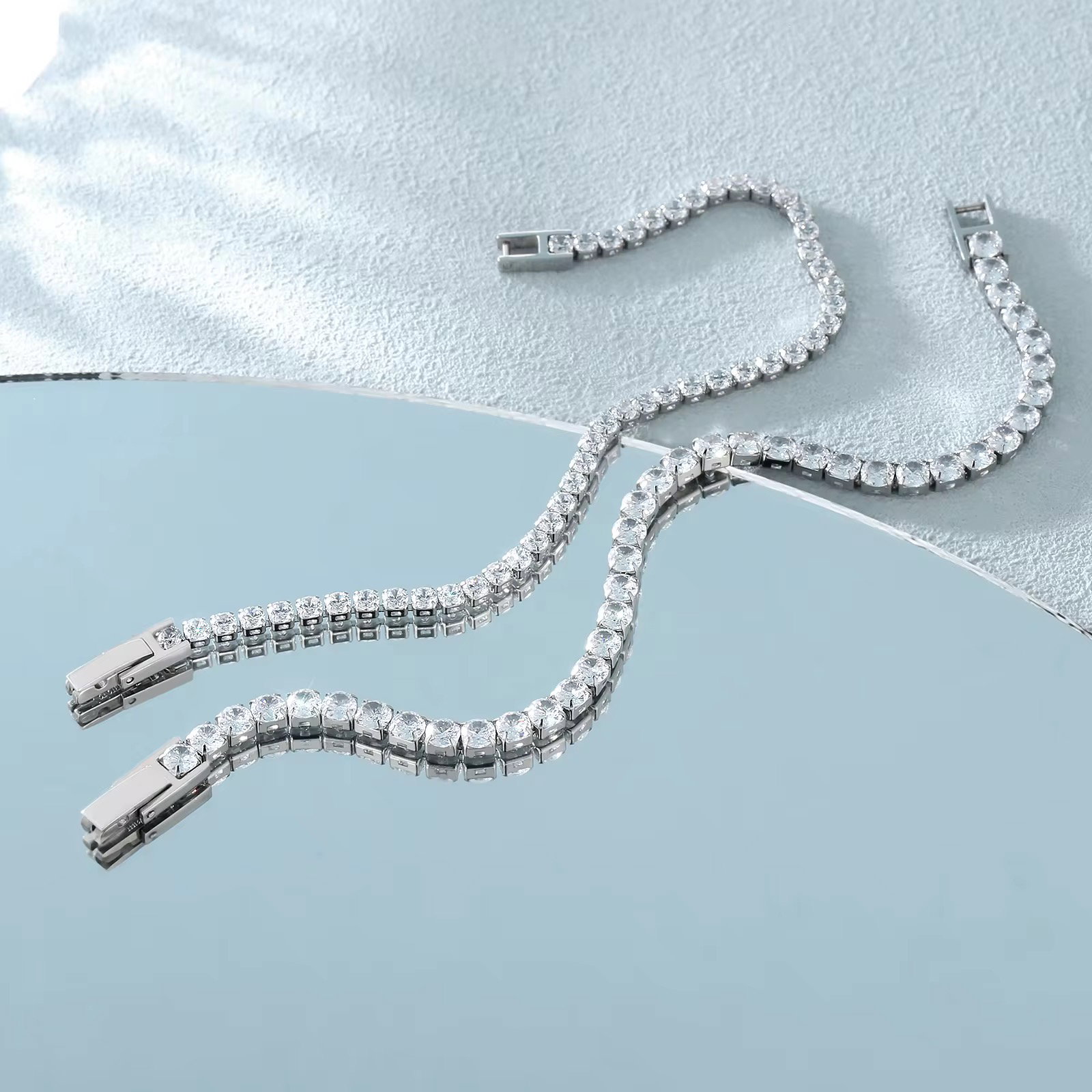 Iced Out Stainless Steel Diamond Bracelet Fashion Luxury Jewelry 3mm 2mm Women Men Classic 5A CZ → Cubic Zirconia Tennis Bracelet_1
