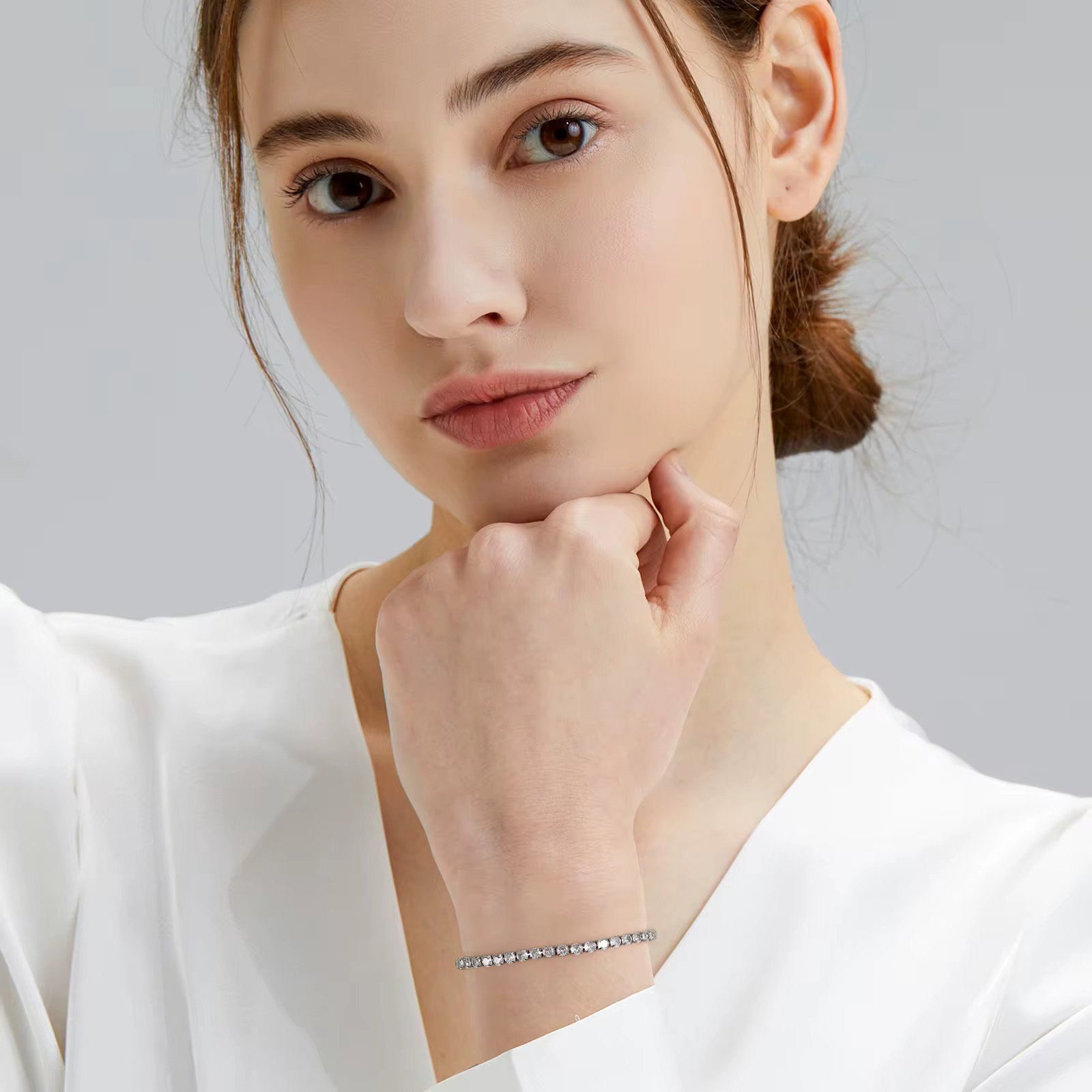 Iced Out Stainless Steel Diamond Bracelet Fashion Luxury Jewelry 3mm 2mm Women Men Classic 5A CZ → Cubic Zirconia Tennis Bracelet_2