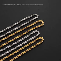 Hip Hop Gold Plated Chunky Men Women Jewelry Rope Chain Necklace Trendy Fashion Stainless Steel Necklace