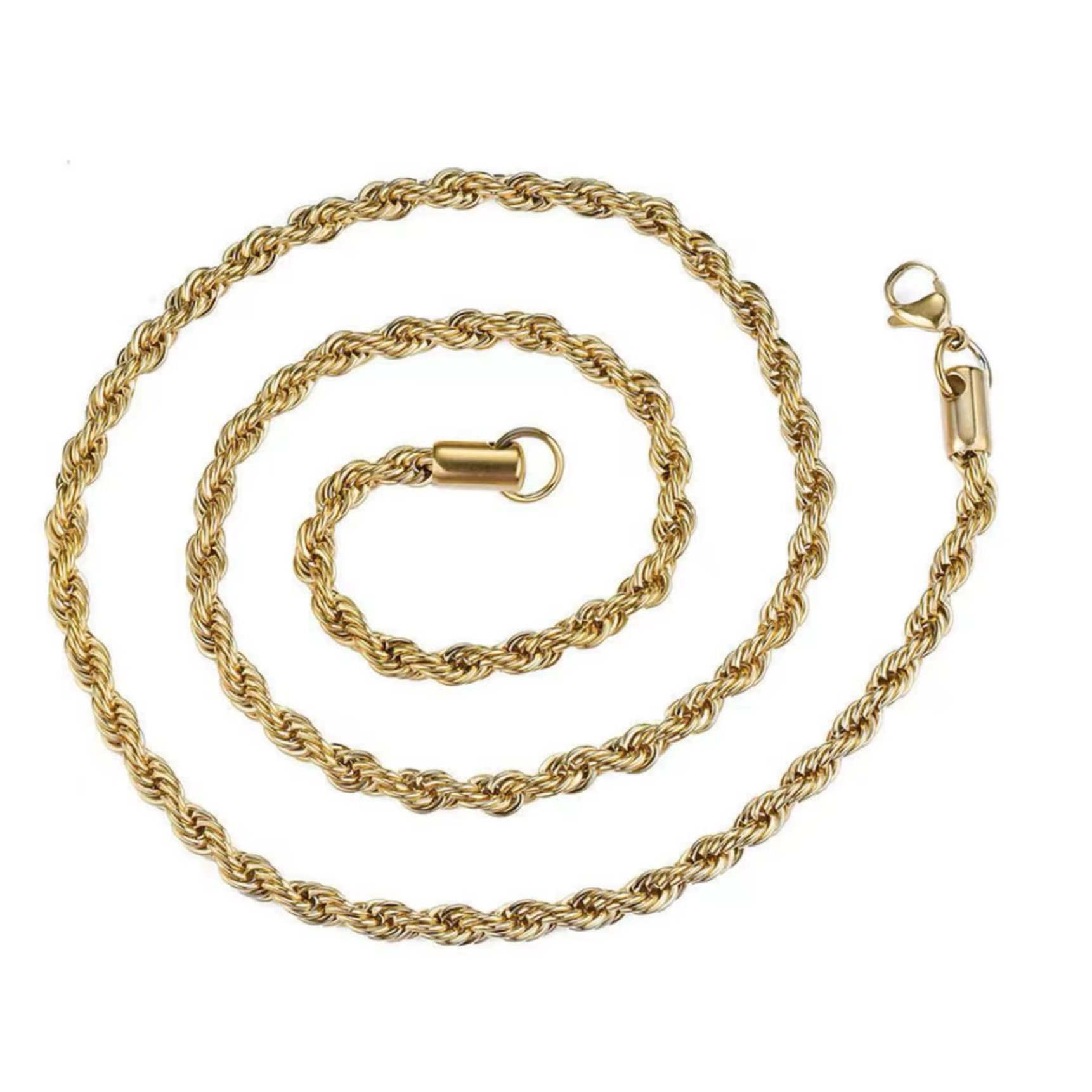 Hip Hop Gold Plated Chunky Men Women Jewelry Rope Chain Necklace Trendy Fashion Stainless Steel Necklace_0