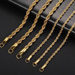 Hip Hop Gold Plated Chunky Men Women Jewelry Rope Chain Necklace Trendy Fashion Stainless Steel Necklace