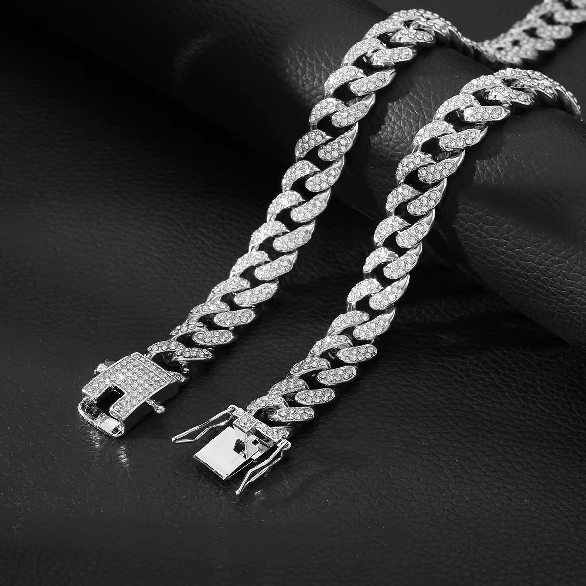 European and American Fashion Rapper Accessories Hot Sale 13mm Hip Hop Diamond Crypto Cuban Necklace Fashion Chains Necklaces_1