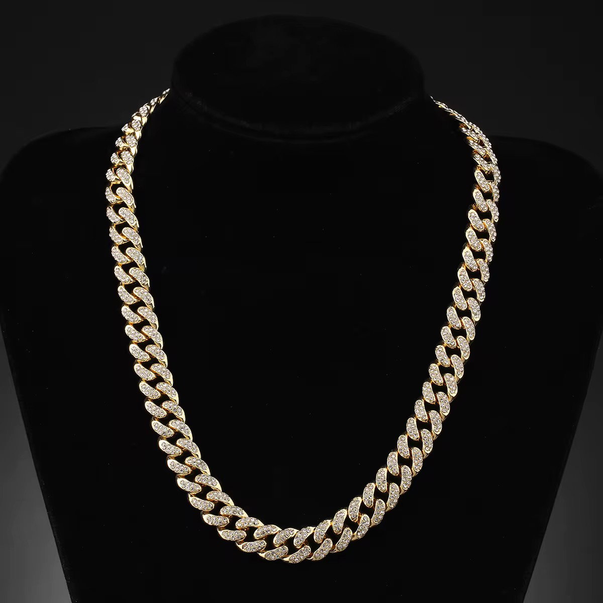 European and American Fashion Rapper Accessories Hot Sale 13mm Hip Hop Diamond Crypto Cuban Necklace Fashion Chains Necklaces_2