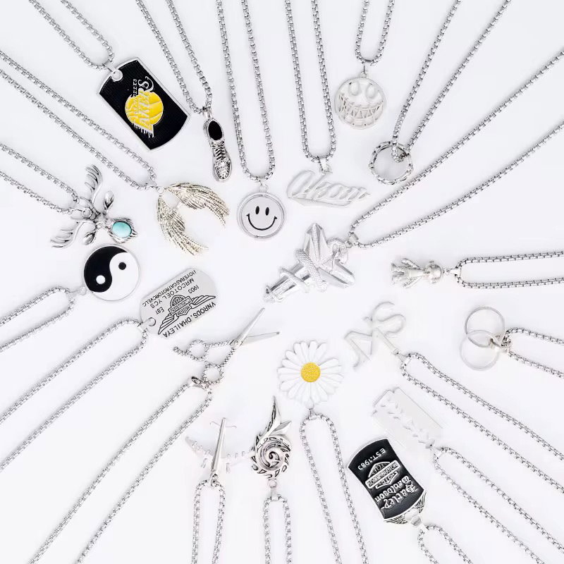 Wholesale Variety Of Pendant Shape Jewelry Titanium Steel Women's Sweater Chain Accessories Men's Hip-hop Style Pendant Necklace