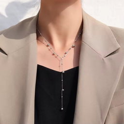 Long Tassel Women Ball Chain Necklace Stainless Steel 18k Gold Plated Minimalist Euramerican Necklaces Jewelry