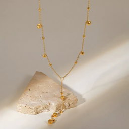 Long Tassel Women Ball Chain Necklace Stainless Steel 18k Gold Plated Minimalist Euramerican Necklaces Jewelry