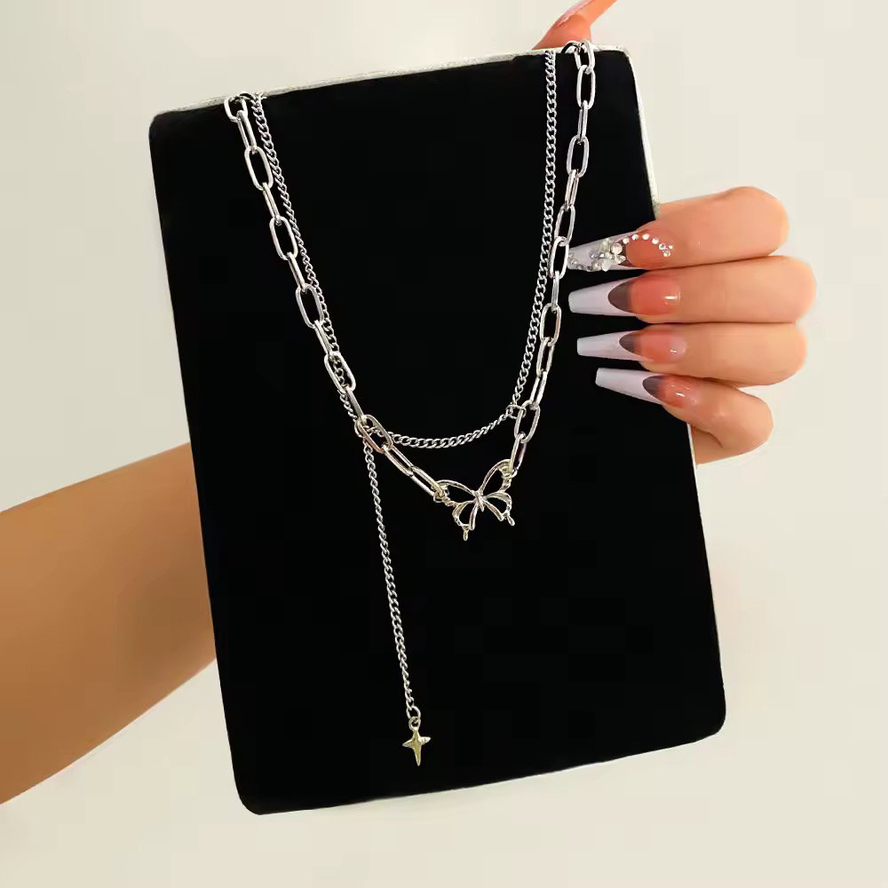 Long Tassel Women Ball Chain Necklace Stainless Steel 18k Gold Plated Minimalist Euramerican Necklaces Jewelry_4