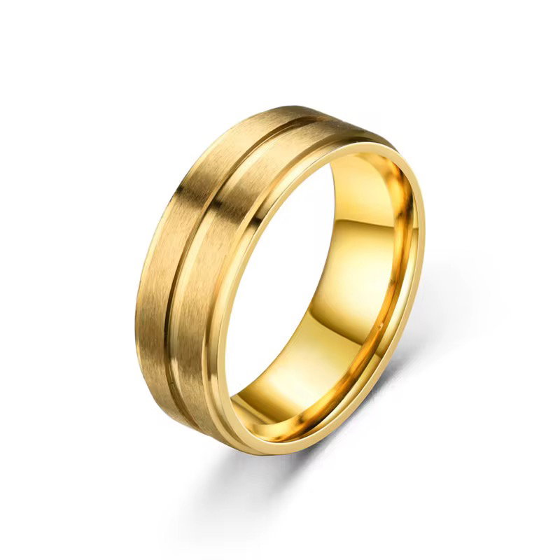 Wholesale New Fashion 8MM Wide Middle Groove Frosted Men's Stainless Steel Ring Fashion Jewelry_4