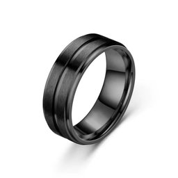Wholesale New Fashion 8MM Wide Middle Groove Frosted Men's Stainless Steel Ring Fashion Jewelry