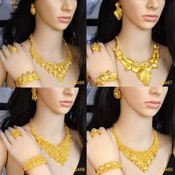 Dubai Gold Jewellery Sets African Bridal Necklace Earring Ring Bracelet Saudi Arabia Women Wedding Jewelry Set