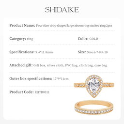 Hot Selling Women's Fashionable Micro-Set Sparkling Diamond Zircon Brass Drop-Shaped Rings For Marriage Proposals