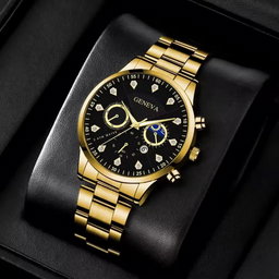 Y902 Latest Diamond Watch and Chain Set for Men Date Gold 2pcs Steel Luxury Men's Business Watches & Bracelet