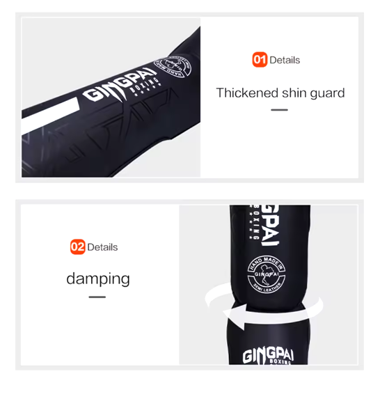Boxing Shin Guards 2 Pcs Black Gold GINGPAI MMA , Muay Thai , Kick Boxing , Karate , Protective Gear _2