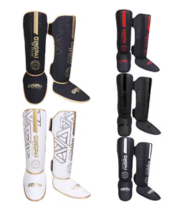 Boxing Shin Guards 2 Pcs Black Gold GINGPAI MMA , Muay Thai , Kick Boxing , Karate , Protective Gear 