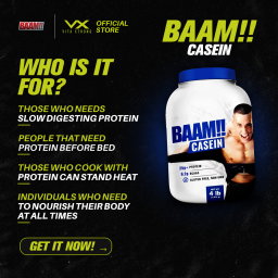 BAAM!!™ Casein Protein 4lbs (1.8kg) | Slow Release Night Protein • Lean Muscle Recovery • Lab-Tested Micellar Protein