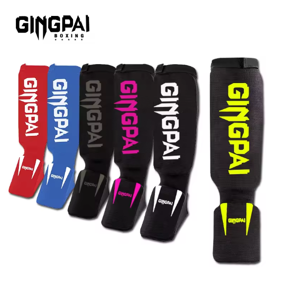 Shin Guard Gingpai (Blue/Red) Boxing / MMA /Muay Thai / Martial Arts ankle protector foot protection TKD kickboxing pad Muaythai Training Leg support protectors_0