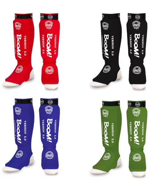 Shin Guard Gingpai (Blue/Red)  Boxing / MMA /Muay Thai / Martial Arts ankle protector foot protection TKD kickboxing pad Muay thai Training Leg support protectors_0