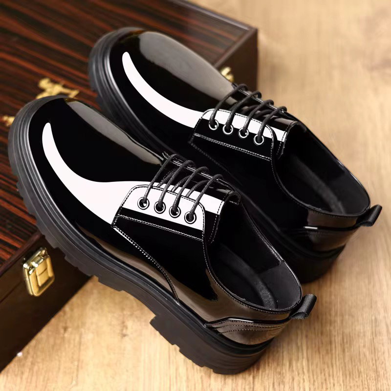 Men's Formal Business Casual British Leather Dress Shoes Comfortable Flat Light with Thick-Soled Patent Leather Autumn Features_3
