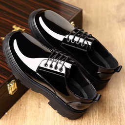 Men's Formal Business Casual British Leather Dress Shoes Comfortable Flat Light with Thick-Soled Patent Leather Autumn Features
