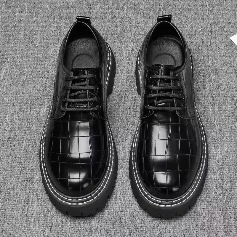 1101 Leather Shoes, Men's Retro Casual Shoes, Lace-up Platform Soles, Heightened Shoes_3