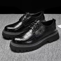 1101 Leather Shoes, Men's Retro Casual Shoes, Lace-up Platform Soles, Heightened Shoes