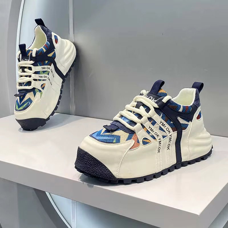 New Design Spring Autumn Retro Thick Insole Shoes Plus Size Breathable Soft Walking Summer Sports Running Men's Sneakers Shoes_2