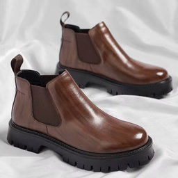 Handsome Comfortable Real Leather Cook Chelsea Boots Height Increasing Thick Sole Formal Slip on Fashion Ankle Boots for Men