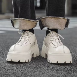 24312-J New Trend Men's Lace up Casual Round Toe Platform Shoes