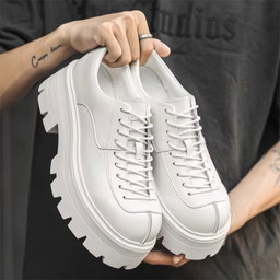 24312-J New Trend Men's Lace up Casual Round Toe Platform Shoes