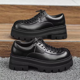 24312-J New Trend Men's Lace up Casual Round Toe Platform Shoes