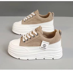 W3677 Color Blocked Women's Shoes Autumn Height Increasing Thick Sole Wear-Resistant Versatile Student Breathable Board Shoes