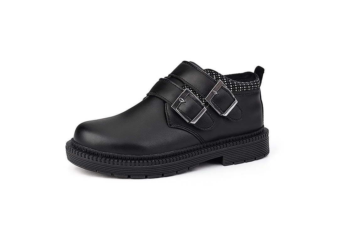 Black Boys Casual Leather Footwear 