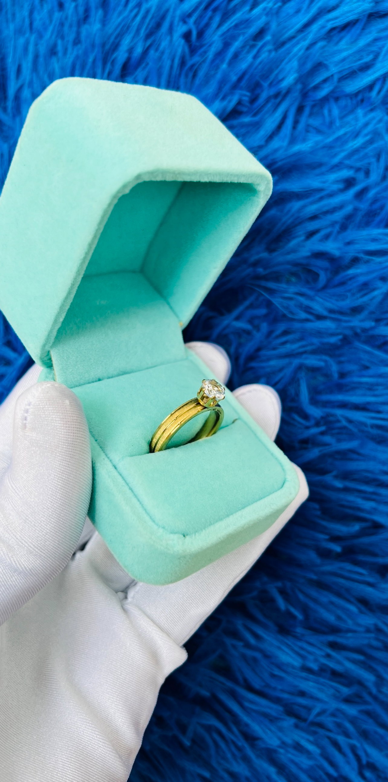 Bague de fiançailles plaqué or 18k _0
