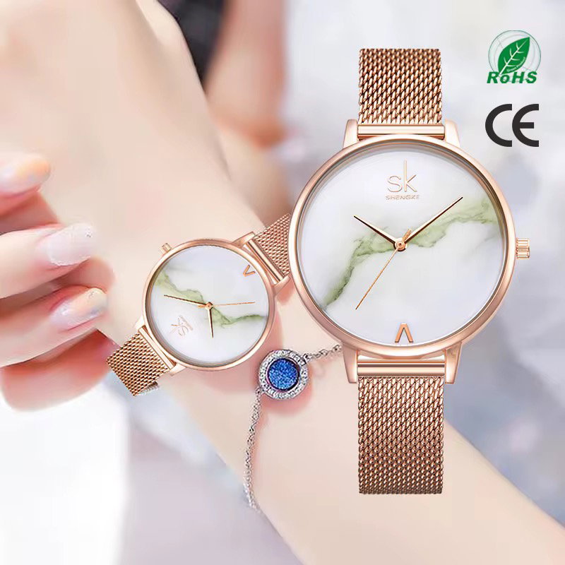 SHENGKE Luxury Jewelry Watches Bracelets Earring Necklace Jewelry Watch Gift Set Box with Blue Accessories_1
