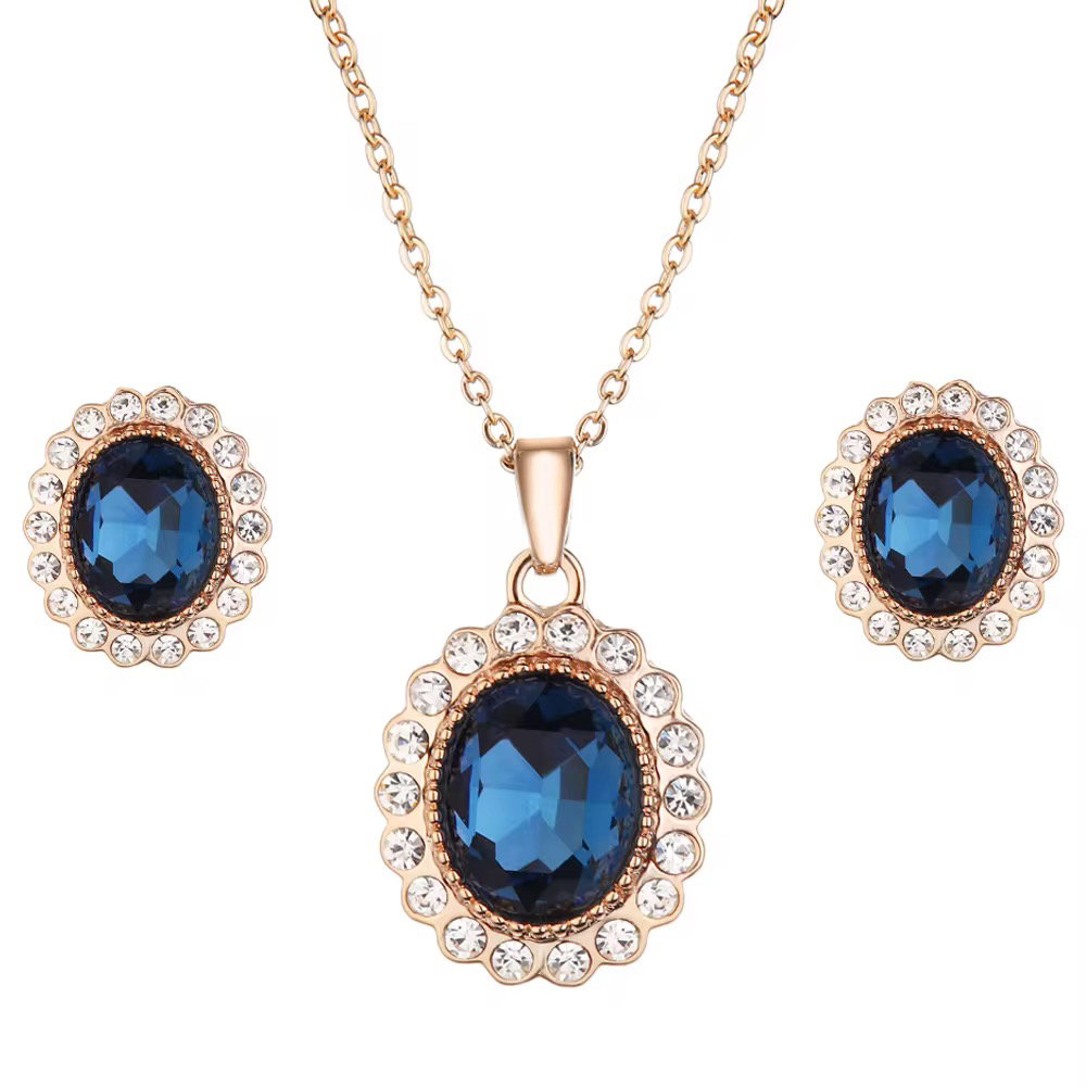 SHENGKE Luxury Jewelry Watches Bracelets Earring Necklace Jewelry Watch Gift Set Box with Blue Accessories_2