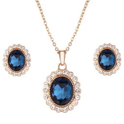 SHENGKE Luxury Jewelry Watches Bracelets Earring Necklace Jewelry Watch Gift Set Box with Blue Accessories