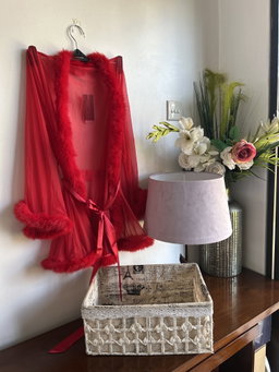 Crimson kiss collection- Luxurious Red Robe with fur 
