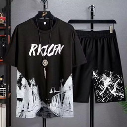 Men's Summer T-shirt Suit Casual Thin Print Sports Jogger Short Sleeve Top Shorts 2 Piece US Men One Outfit Sportswear 2Pcs Set
