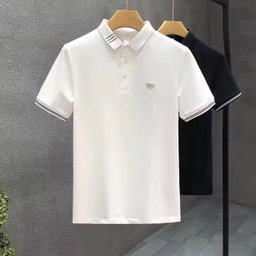 Designer Color Striped White Polo Shirt Men's Short Sleeve Trend Brand Personality Half Sleeve Summer High-end Lapel T-shirt