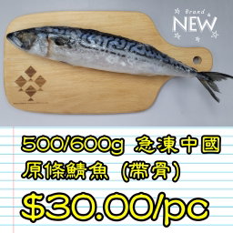 500/600g 急凍中國原條鯖魚 (帶骨)