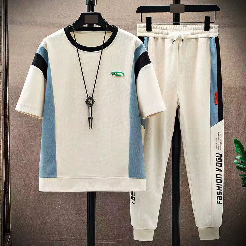 High Quality Summer Youth Fashion Brand Casual Sports Two-piece Set Boys' Short Sleeved and Long Pants Set_2