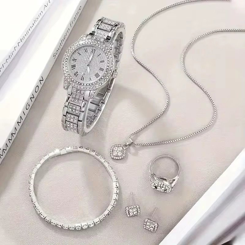Best Selling Luxury Women's Quartz Watch Full Diamond Bracelet Roman Numeral Alloy Case-Casual Style 32mm Dial Diameter Hangzhou_3