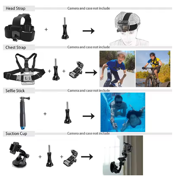 GOPRO Accessories Kit / Gopro mounts / stabilizes /head mounts / Chest mounts_5