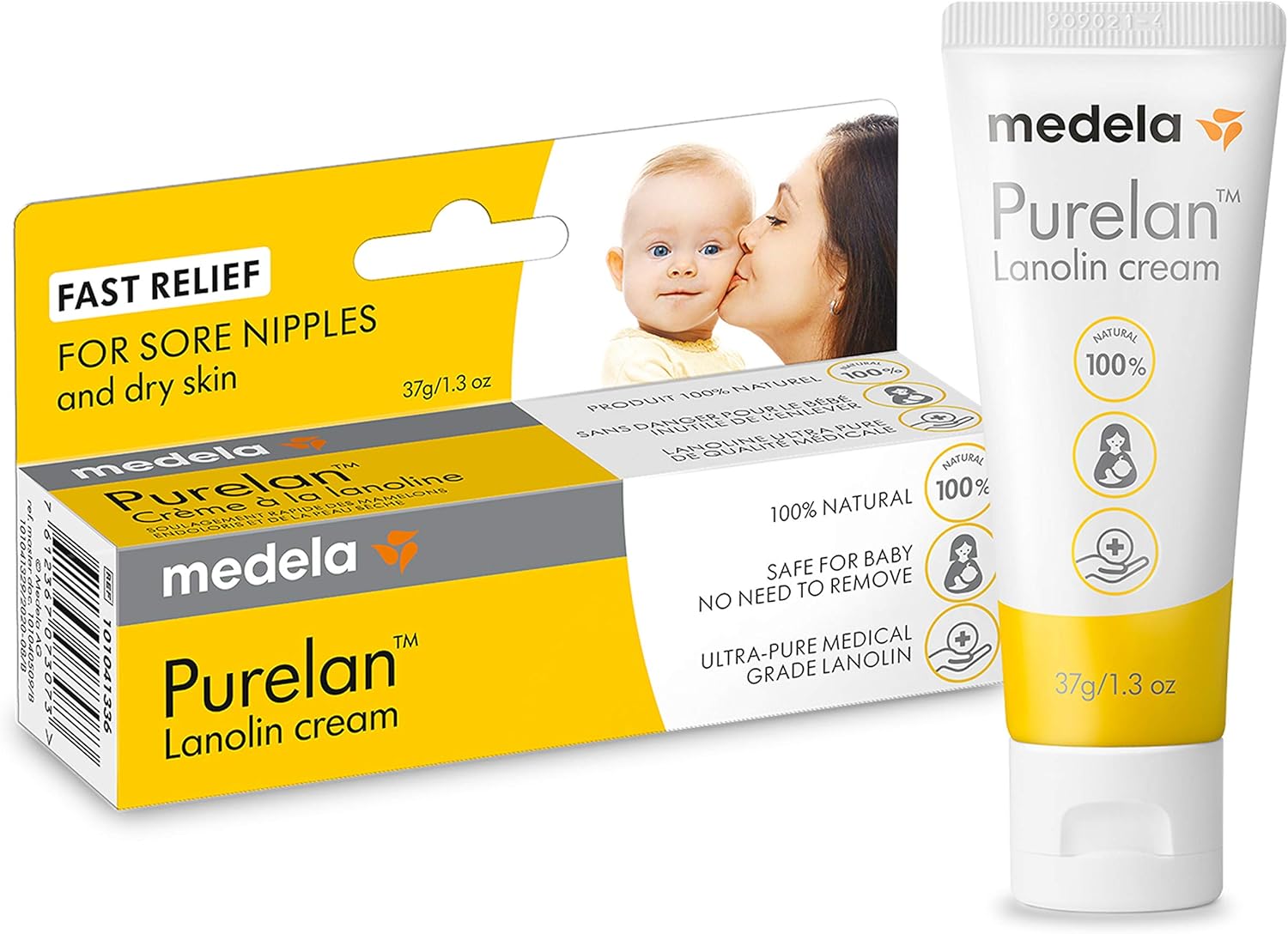 Medela - Crème d'allaitement à la lanoline Medela Purelan - mamelons douloureux, peaux sèches, 100% naturelle, hypoallergénique_0